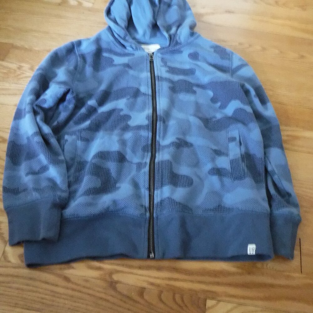Sovereign Code Boys Blue Camo Hooded Zip Jacket Size 10-12 Pockets